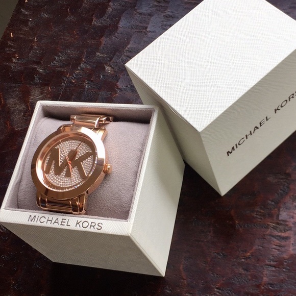 Michael Kors Accessories - Michael Kors Rose Gold Crystal Embellished Watch